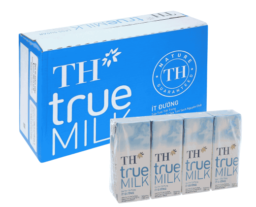 Sữa tươi TH True Milk ít đường hộp 180ml