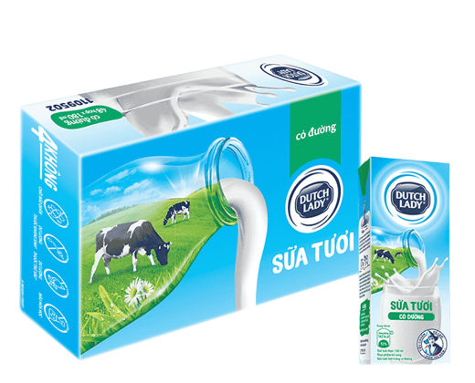 Sữa tươi tiệt trùng Dutch Lady có đường 180ml