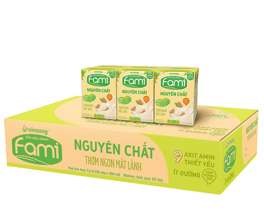 Sữa đậu nành nguyên chất Fami ít đường 200ml