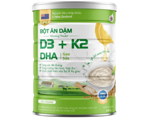 Bột Ăn Dặm D3+ k2 DHA gạo sữa 320g