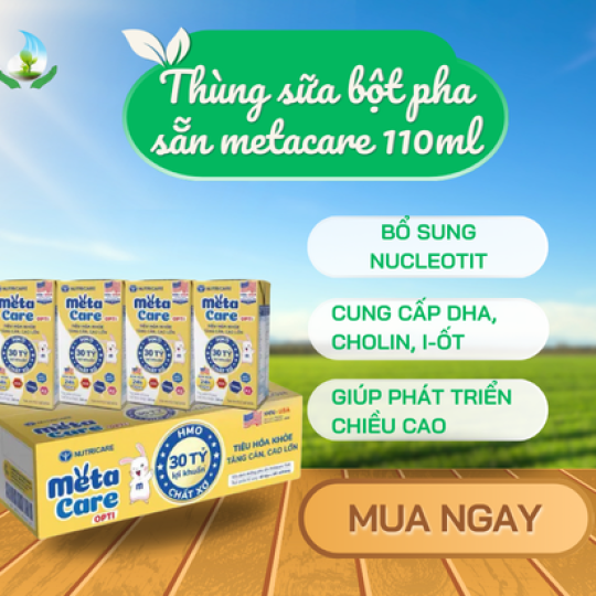Thùng sữa bột pha sẵn metacare vàng 110 ml