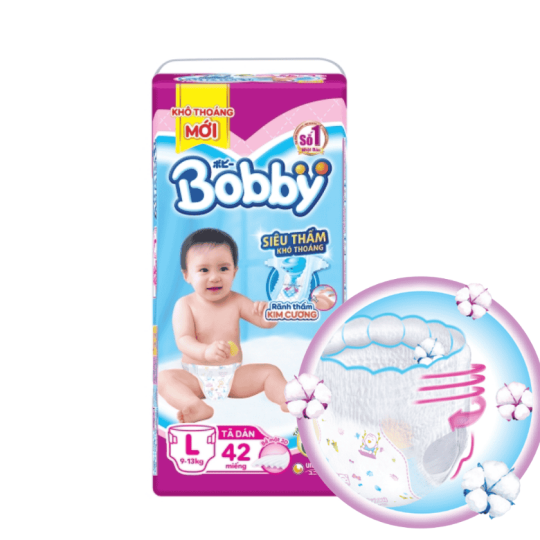 Tã Dán Bobby cho bé size L (từ 9-13kg)