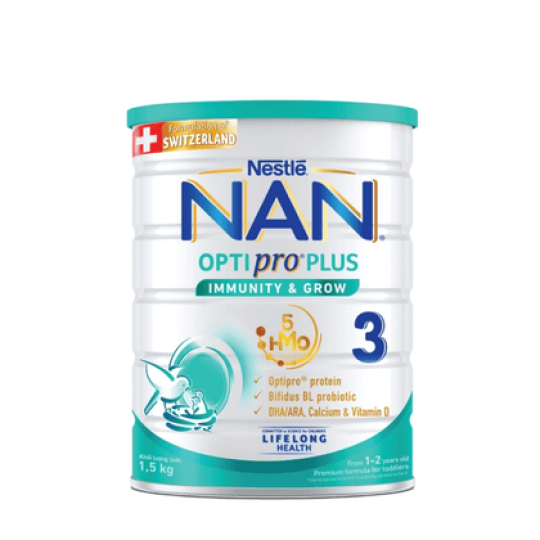 Sữa Nan Optipro Plus số 3 5HMO 1.5kg cho bé 1-2 tuổi.