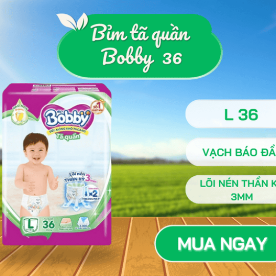 Bỉm tã  Bobby quần L 36